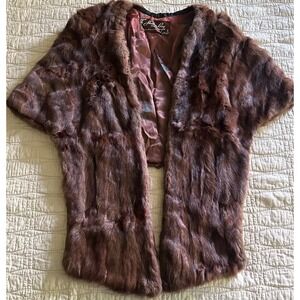 Vintage Hudson Bay Fur Company Stole Shawl Wrap Brown Elegant Luxury Glam